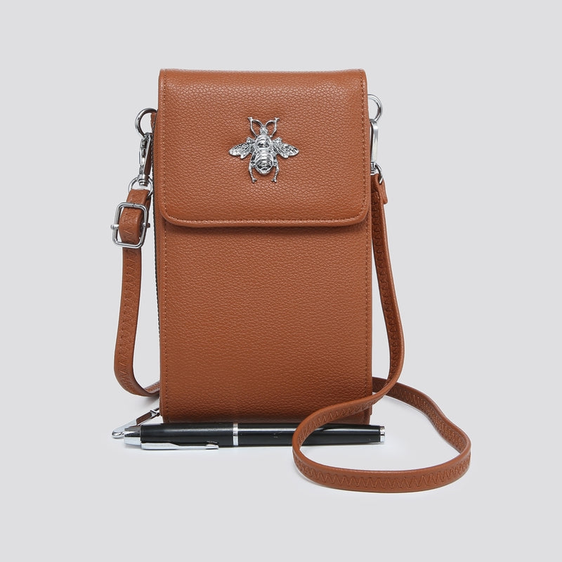 Tan Brown Bee Triple Compartment Travel Bag