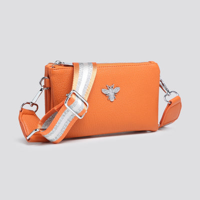 Light Grey Bee Pouch Bag With Coordinating Strap