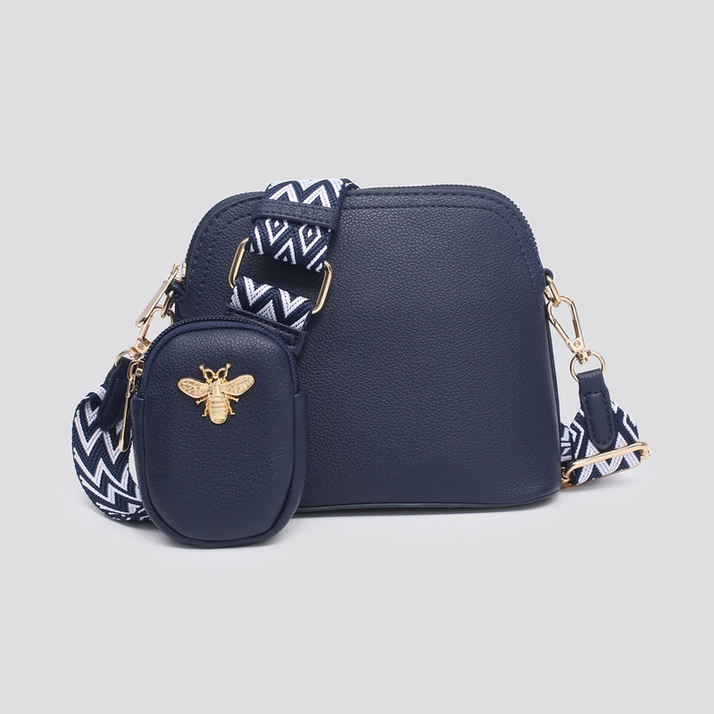Navy Bee Crossbody Bag, Purse & Matching Strap