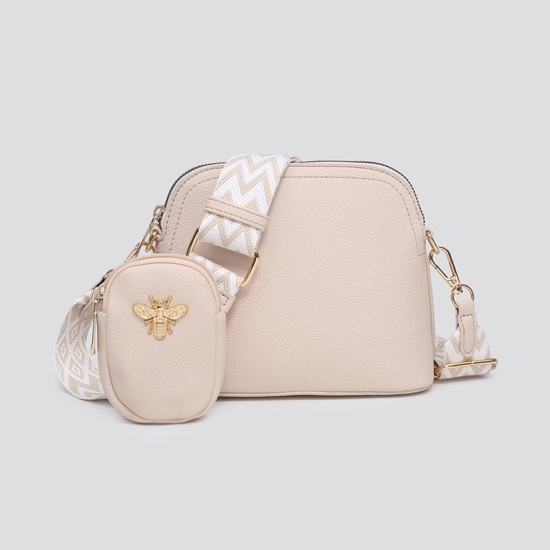 Cream Bee Crossbody Bag, Purse & Matching Strap