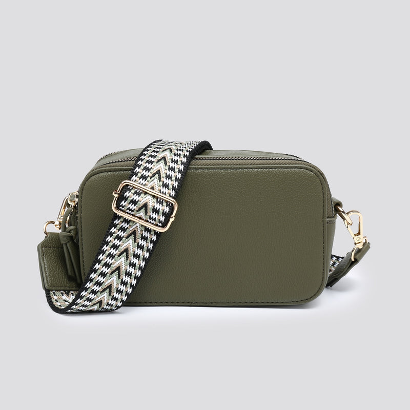 Small Double Zip Tassel Camera Bag Khaki