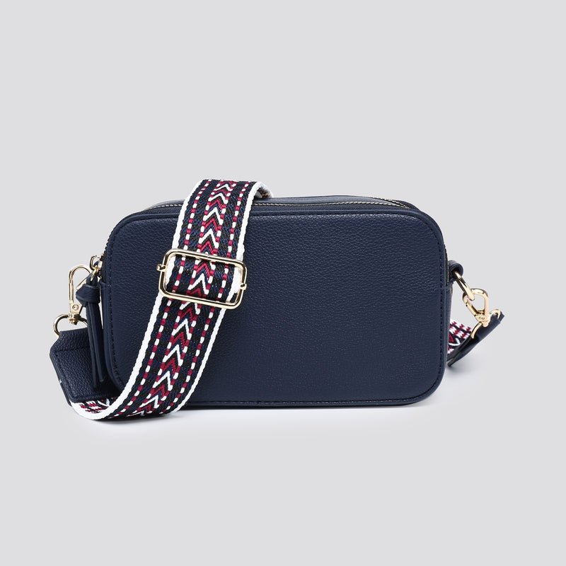 Small Double Zip Tassel Camera Bag Navy