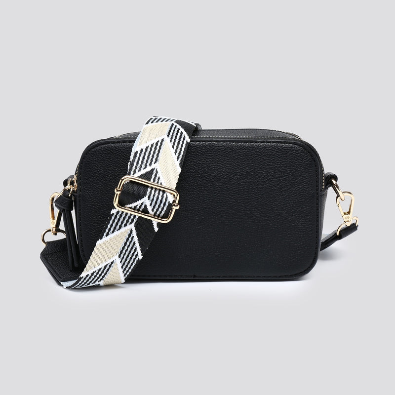 Small Double Zip Tassel Camera Bag Black
