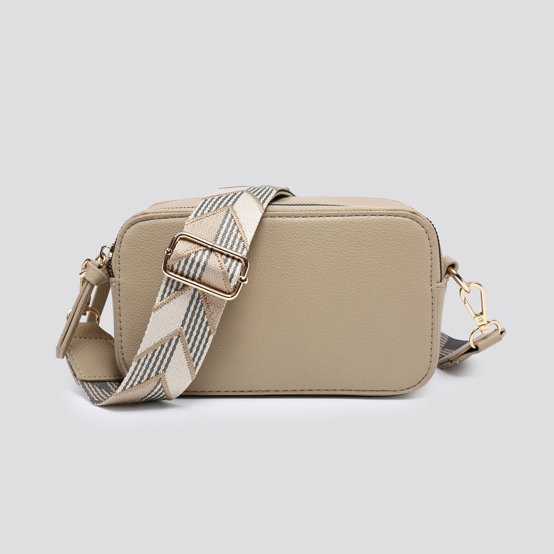 Small Double Zip Tassel Camera Bag Apricot