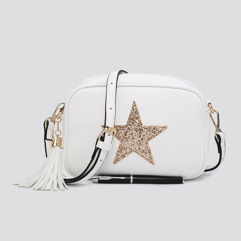 Glitter Star White Camera Bag