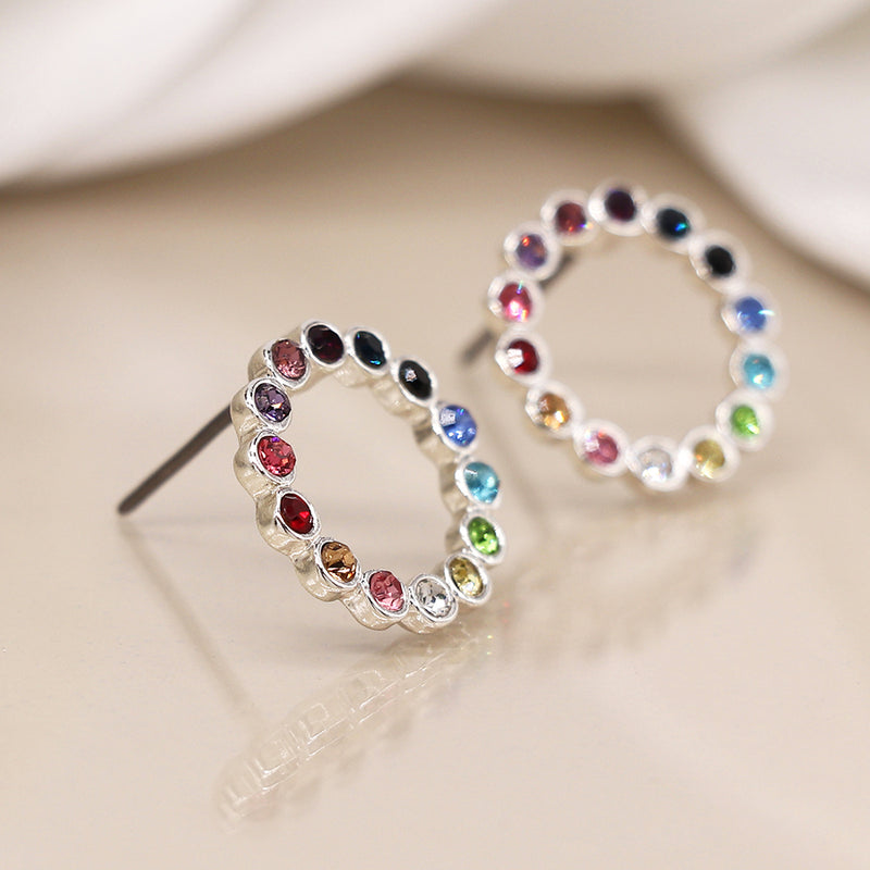 Silver Rainbow Crystal Earrings