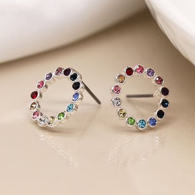 Silver Rainbow Crystal Earrings