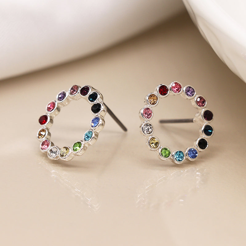Silver Rainbow Crystal Earrings
