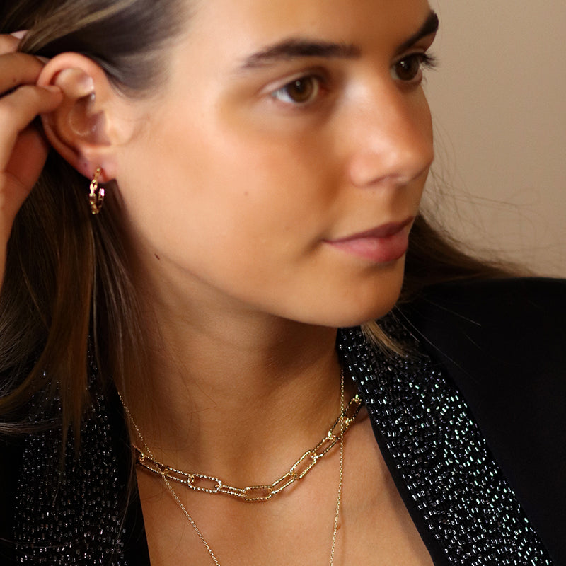 Golden Textured Paperchain Necklace