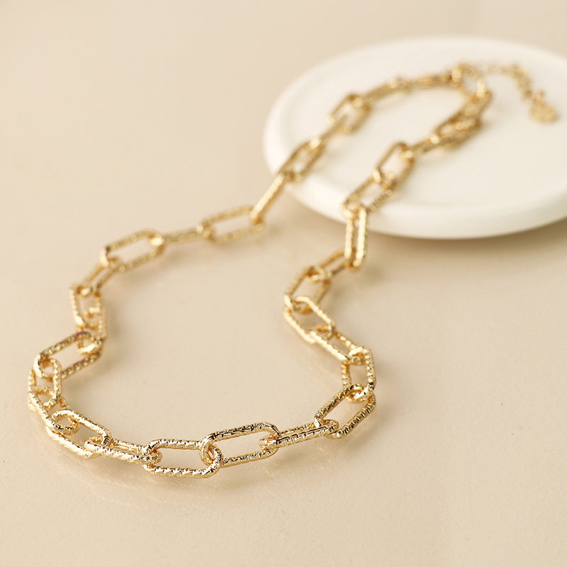 Golden Textured Paperchain Necklace