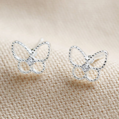 Sterling Silver Sparkle Butterfly Earrings