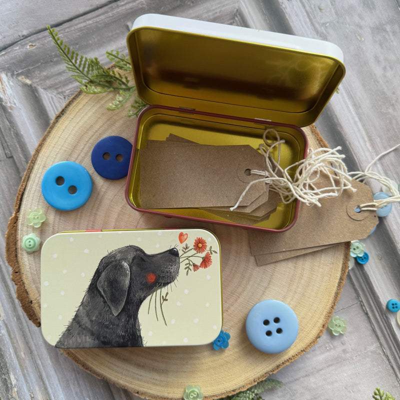 Labrador & Flowers Small Tin