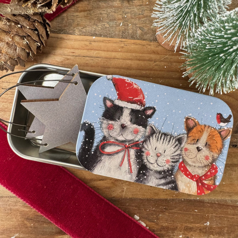 Festive Cats Small Sliding Tin