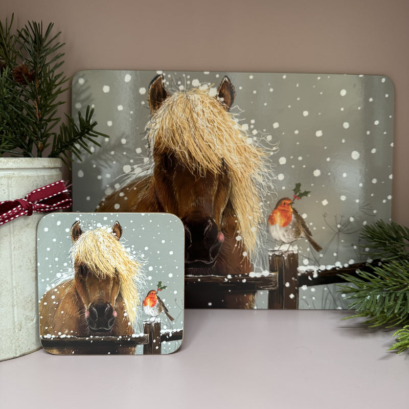 Horse & Robin Christmas Coaster