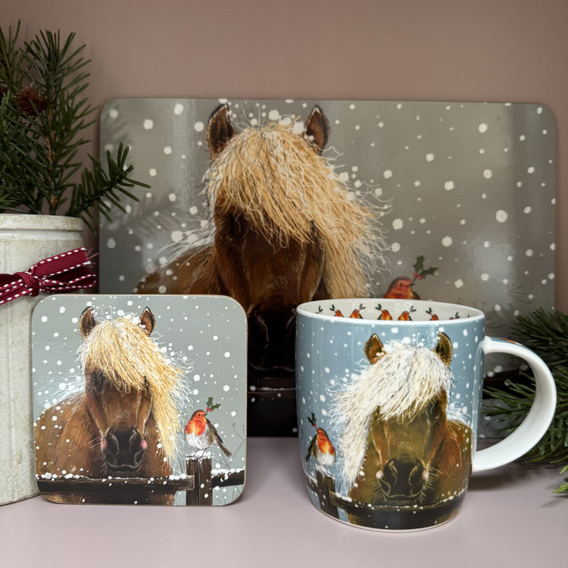 Horse & Robin Christmas Coaster