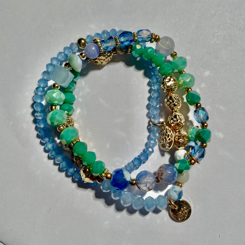 Trio Of Elastic Bracelets Light Blue