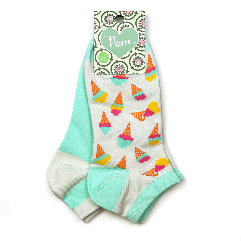 Set Of Two Aqua Ice Cream Trainer Socks