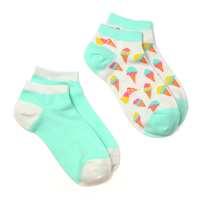 Set Of Two Aqua Ice Cream Trainer Socks