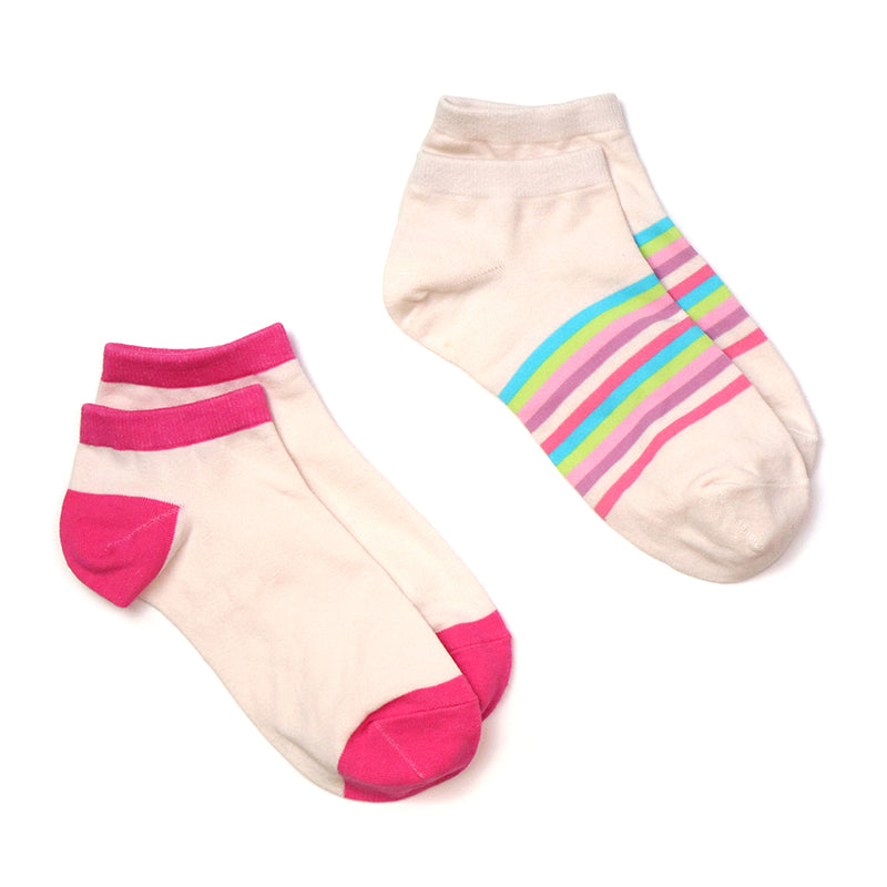 Set Of Two Rainbow Stripe Trainer Socks