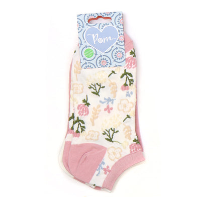 Set Of Two Pink Floral Trainer Socks