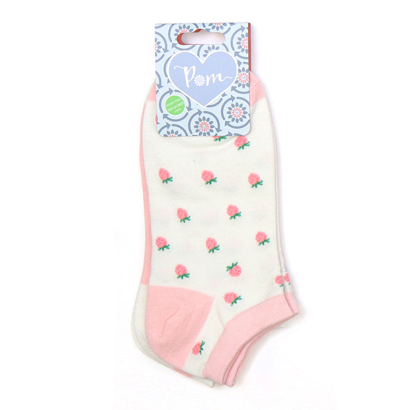 Set Of Two Pink Strawberries Trainer Socks
