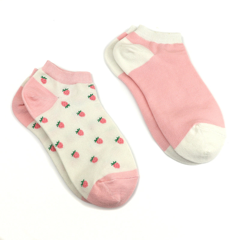 Set Of Two Pink Strawberries Trainer Socks
