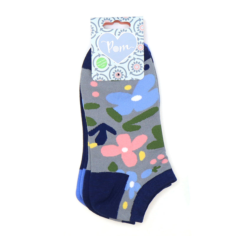 Set Of Two Navy Floral Trainer Socks