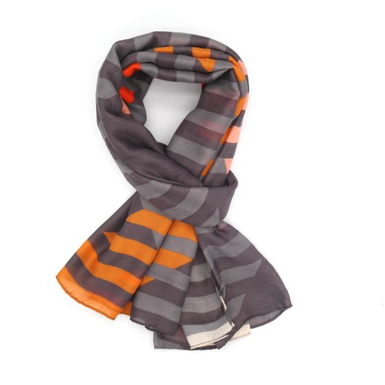 Grey Oversized Tartan Print Scarf