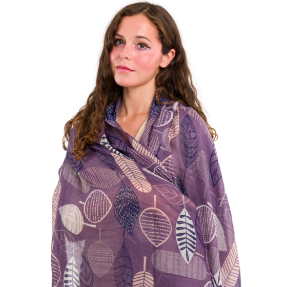 Purple Geo Leaves Scarf