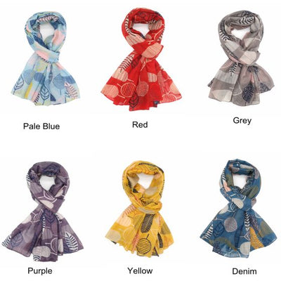 Denim Blue Geo Leaves Scarf