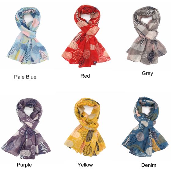 Denim Blue Geo Leaves Scarf
