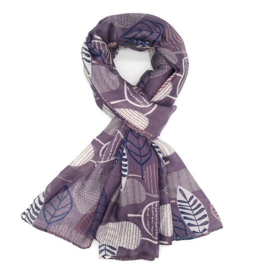 Purple Geo Leaves Scarf