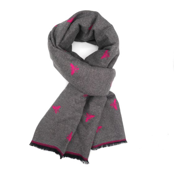 Grey Honey Bee Winter Scarf