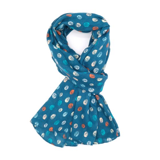 Teal Scribble Spot Print Scarf