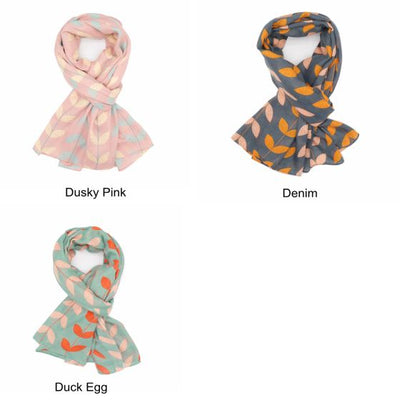 Dusky Pink Leaf Lines Scarf