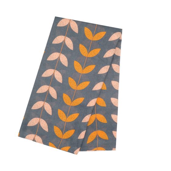 Denim Blue Leaf Lines Scarf