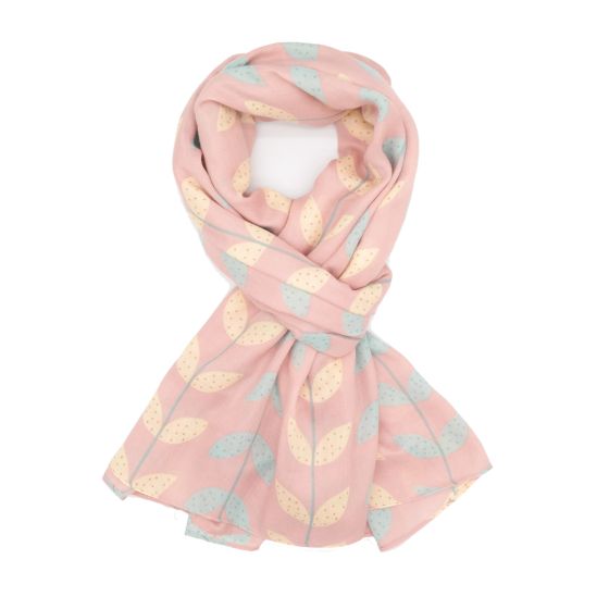 Dusky Pink Leaf Lines Scarf