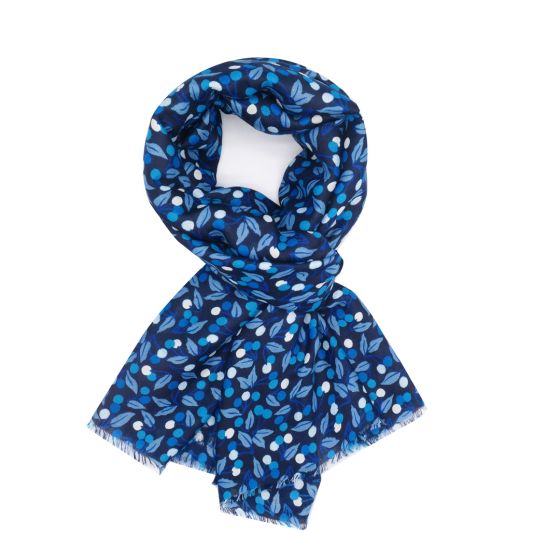 Navy Berries Gold Foiled Scarf