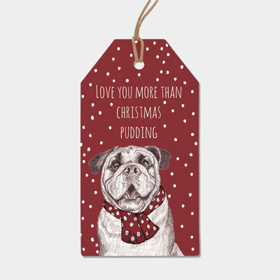 Set Of Six Love You Pug Tags