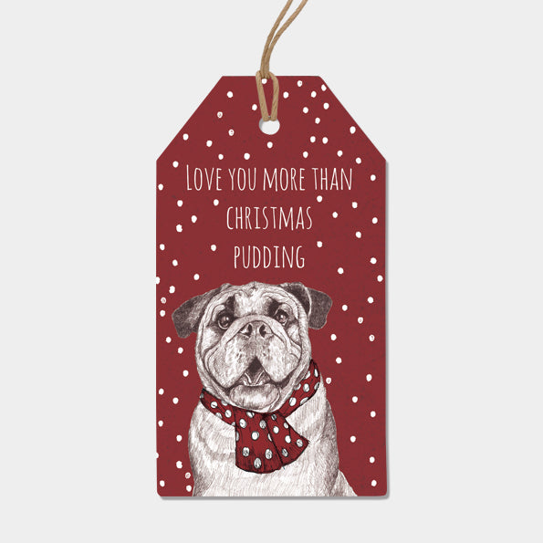 Set Of Six Love You Pug Tags