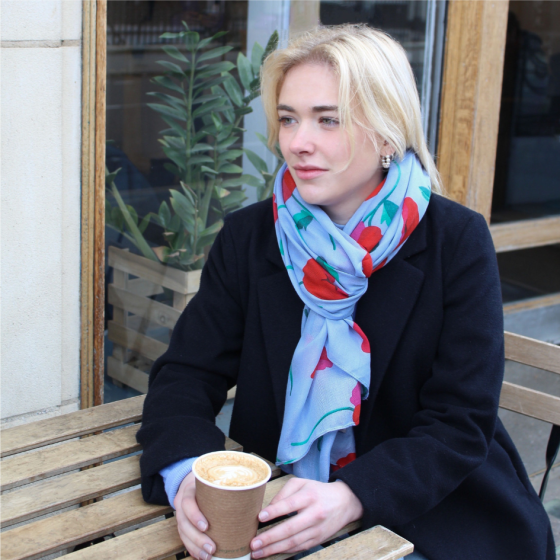 Light Blue Poppy Scarf