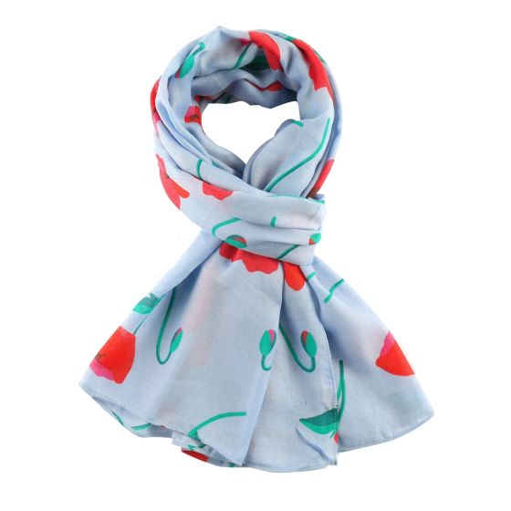 Light Blue Poppy Scarf