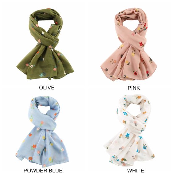 Blue Ditsy Flower Scarf