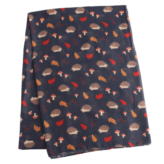 Autumn Hedgehog Navy Scarf