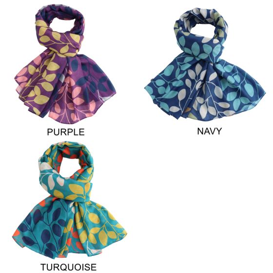 Leafy Branches Turquoise Scarf