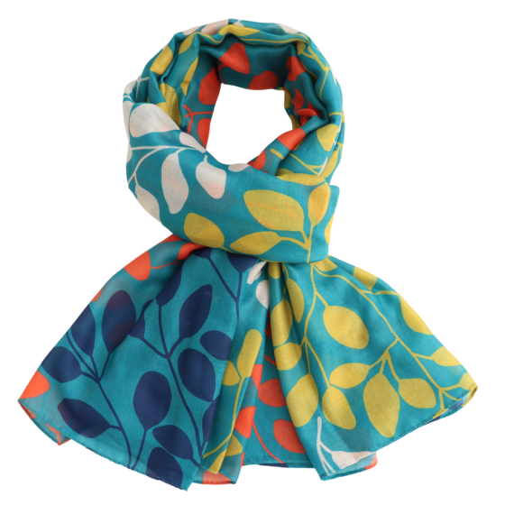 Leafy Branches Turquoise Scarf