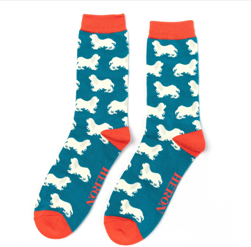 Spaniels Teal Bamboo Socks