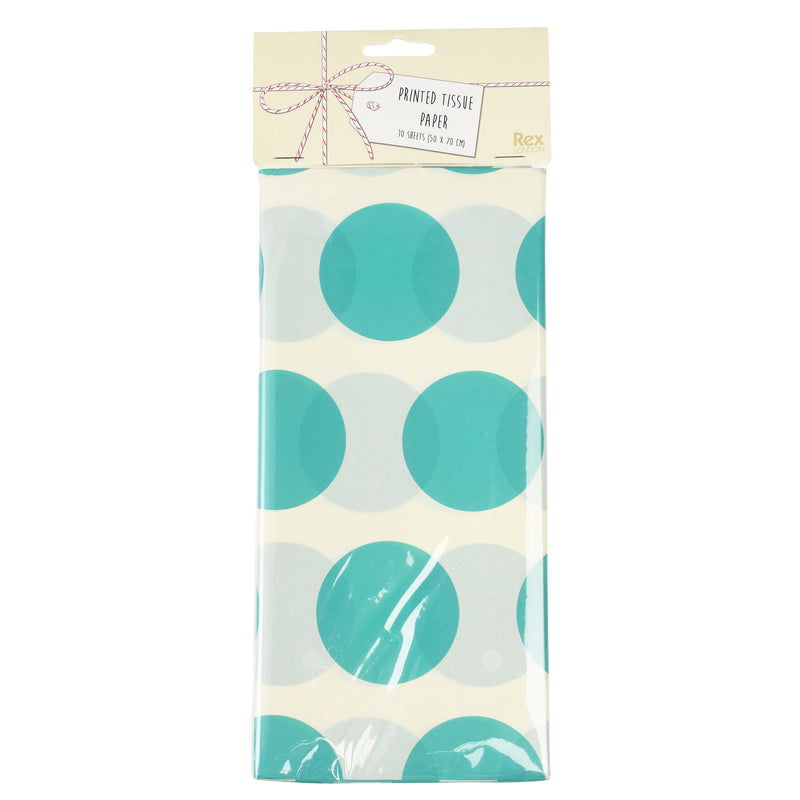 Turquoise Dot Ten Sheets Tissue Paper