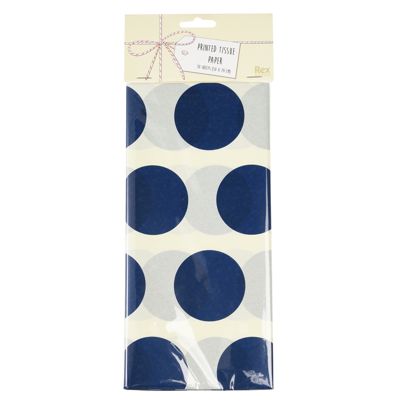 Navy Dot Ten Sheets Tissue Paper