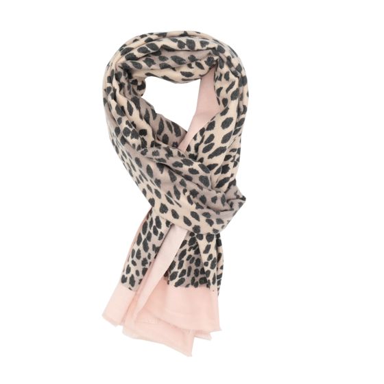 Pink Soft Leopard Print Winter Scarf